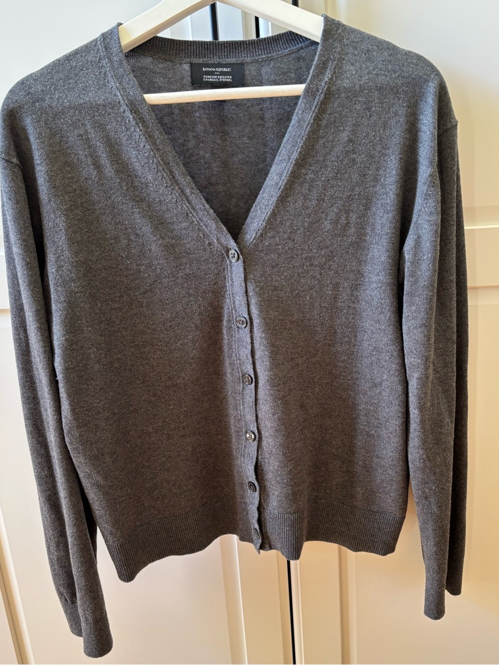 Banana Republic Charcoal Gray V-Neck Button Cardigan
